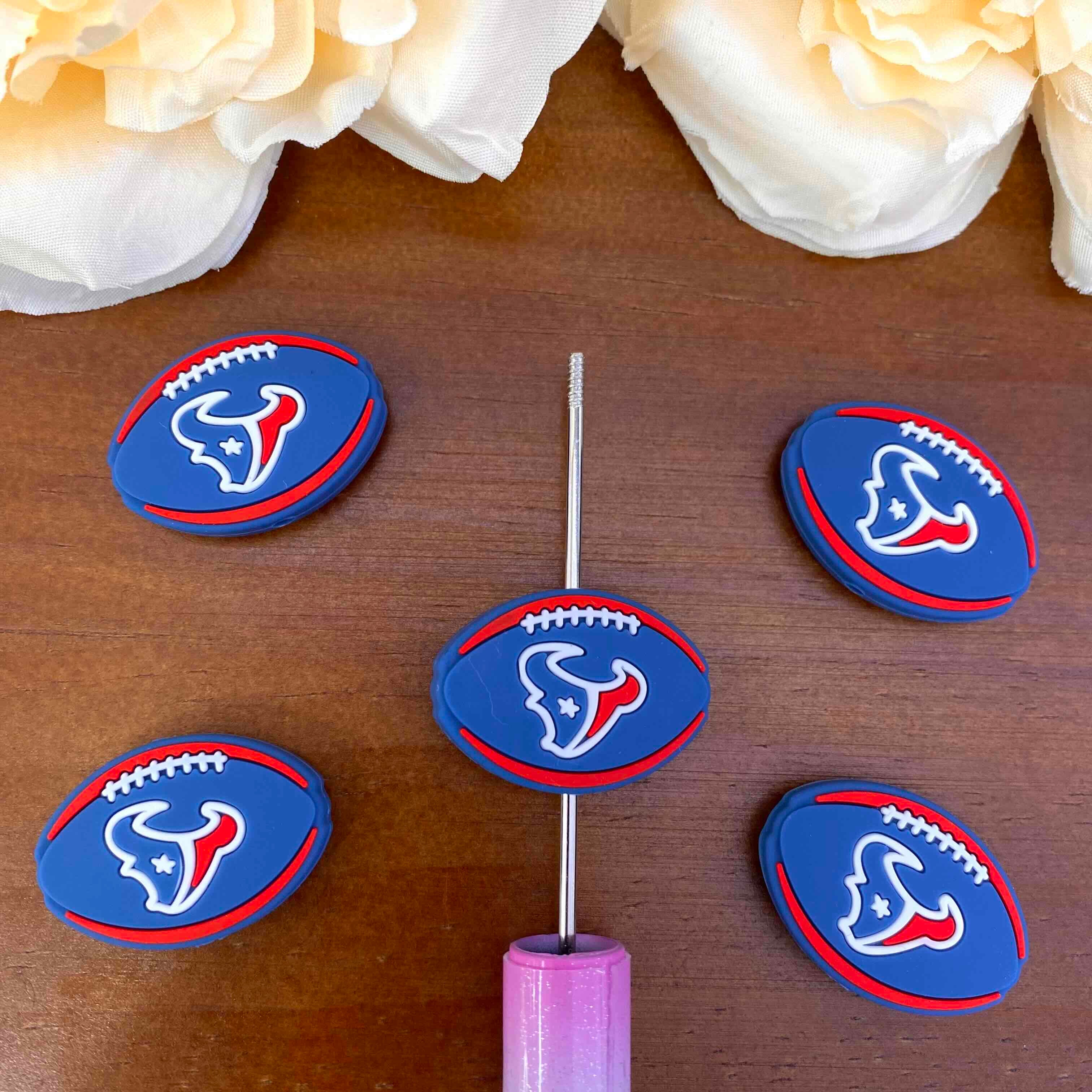 FS20594-Houston Texans Flat Silicone Focal Beads