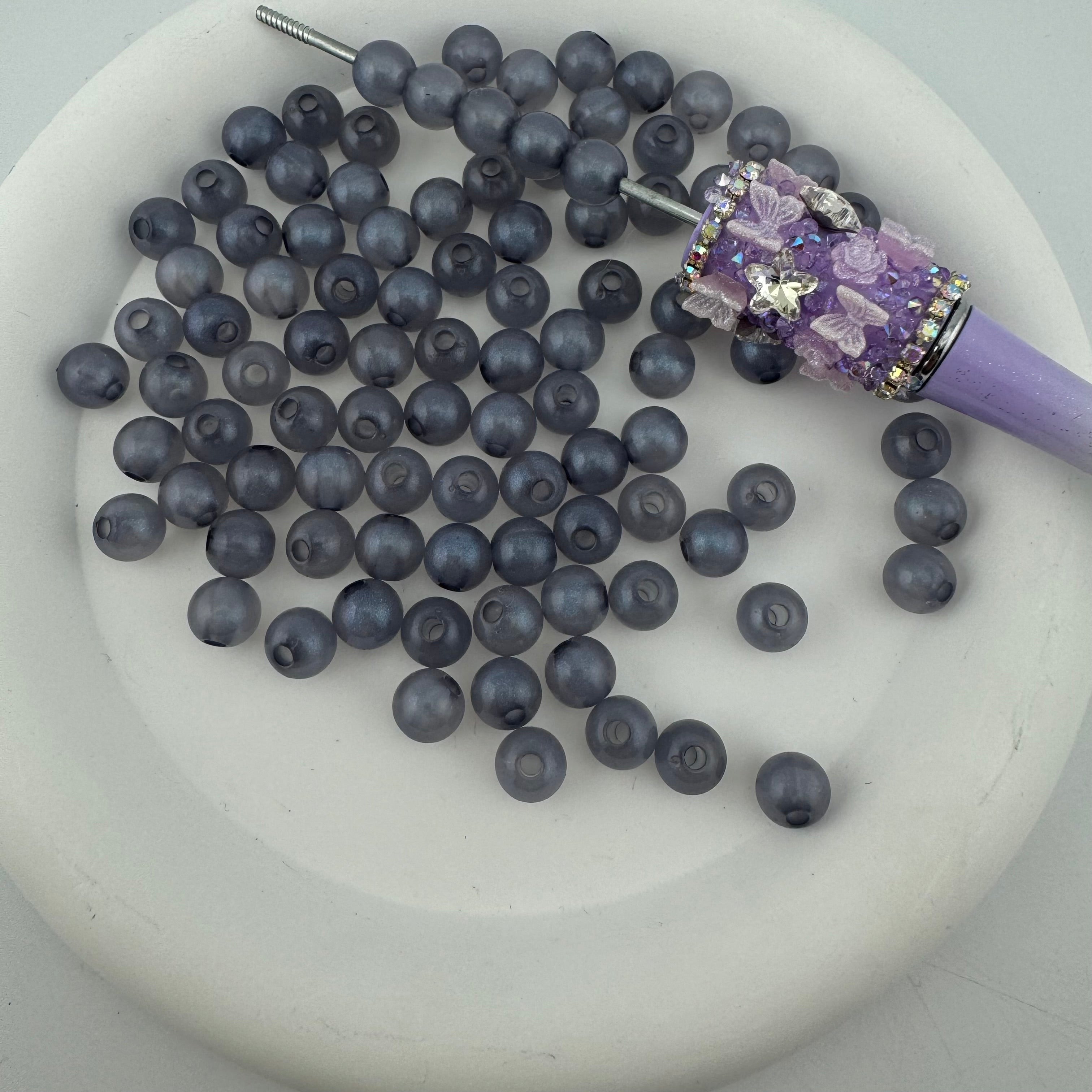 FS2186-8mm Grey Luminous Acrylic Beads Fit For Beadable Pens