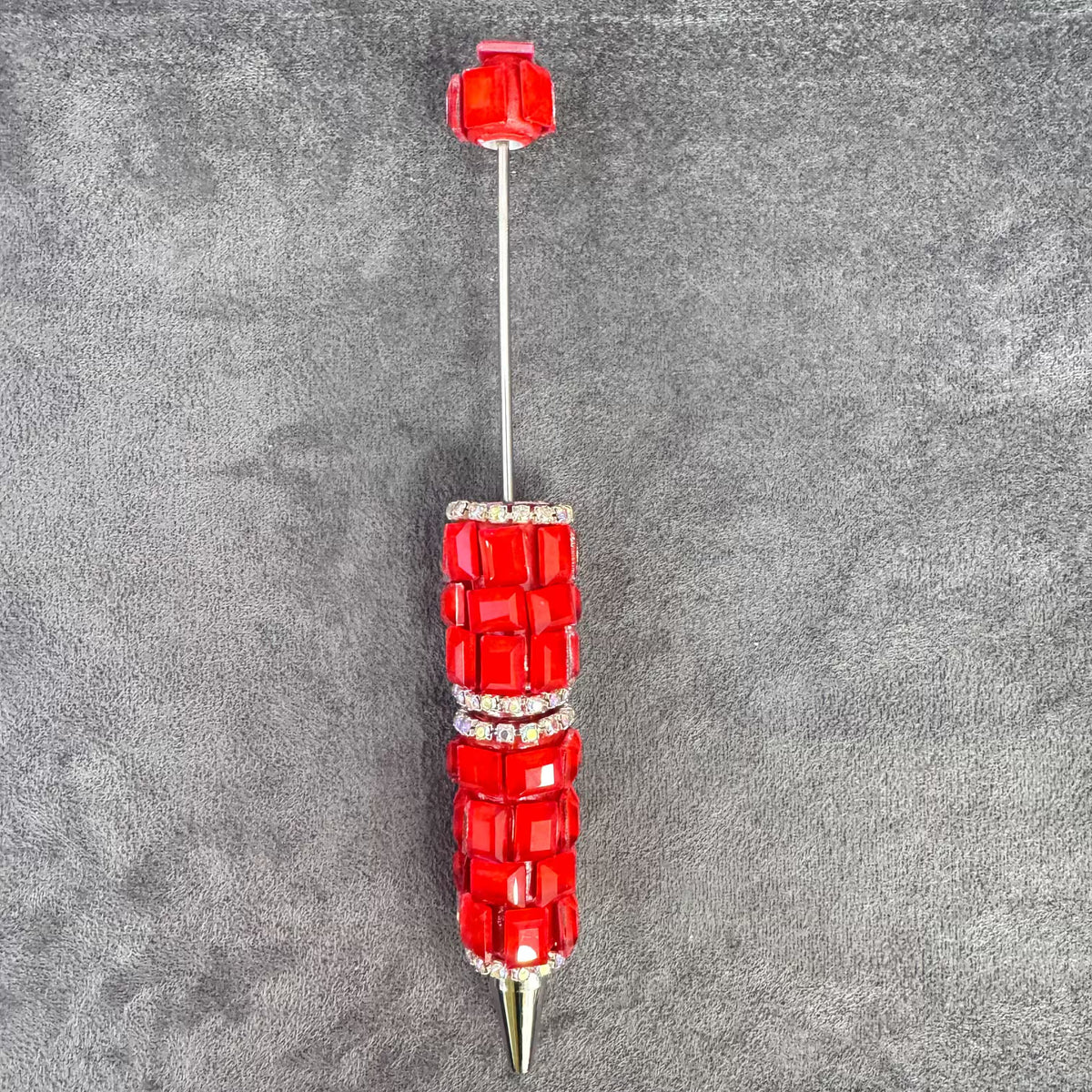 Beadable Pens with Multifaceted Square Crystal, Various Colors