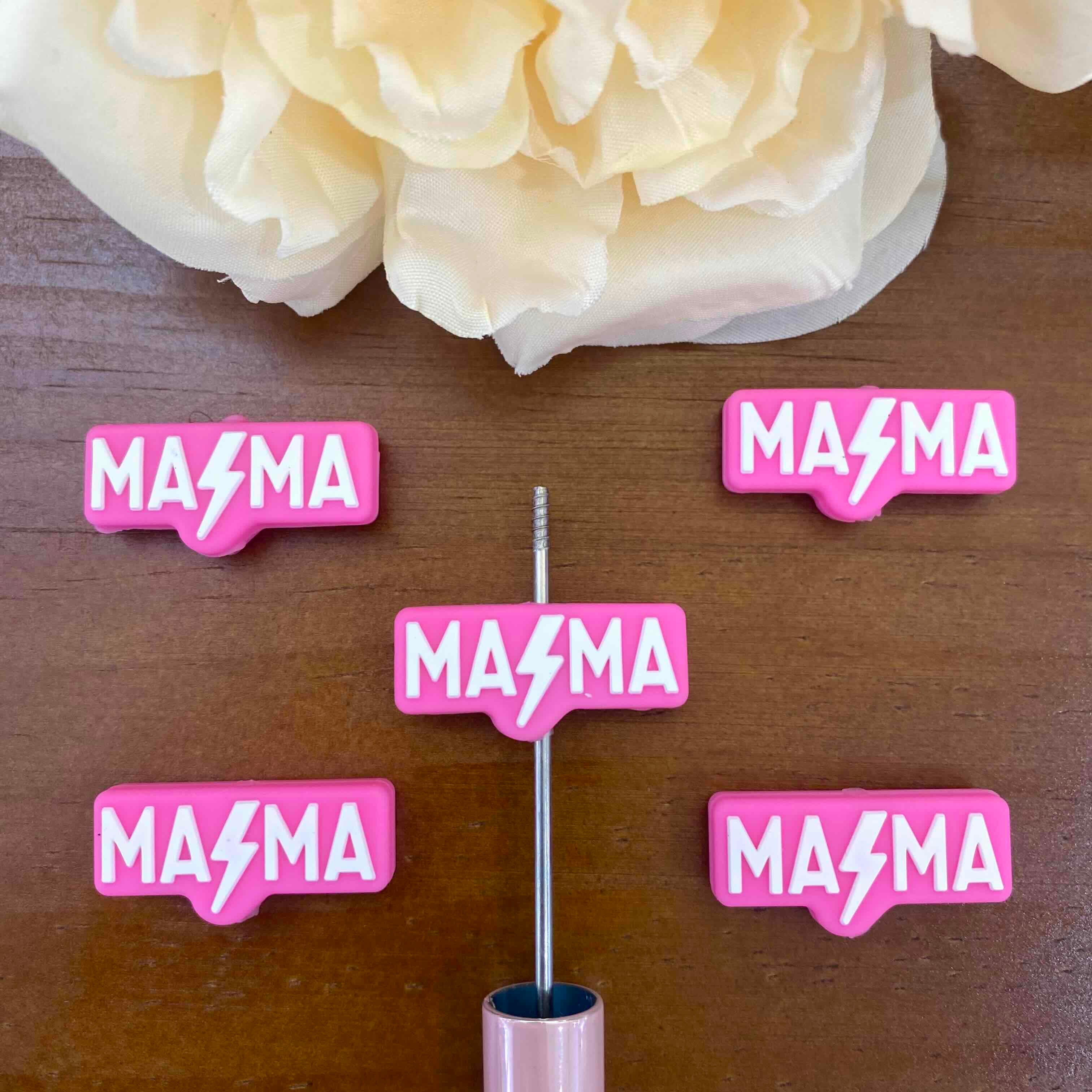FS20130-Mama Retro Script Flat Silicone Focal Beads