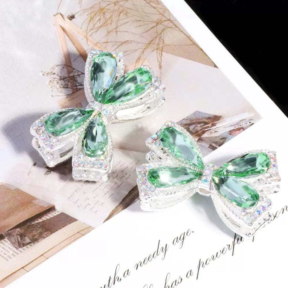FS4850-About 27×34cm Crystal Glass Rhinestone Bow Metal Beads