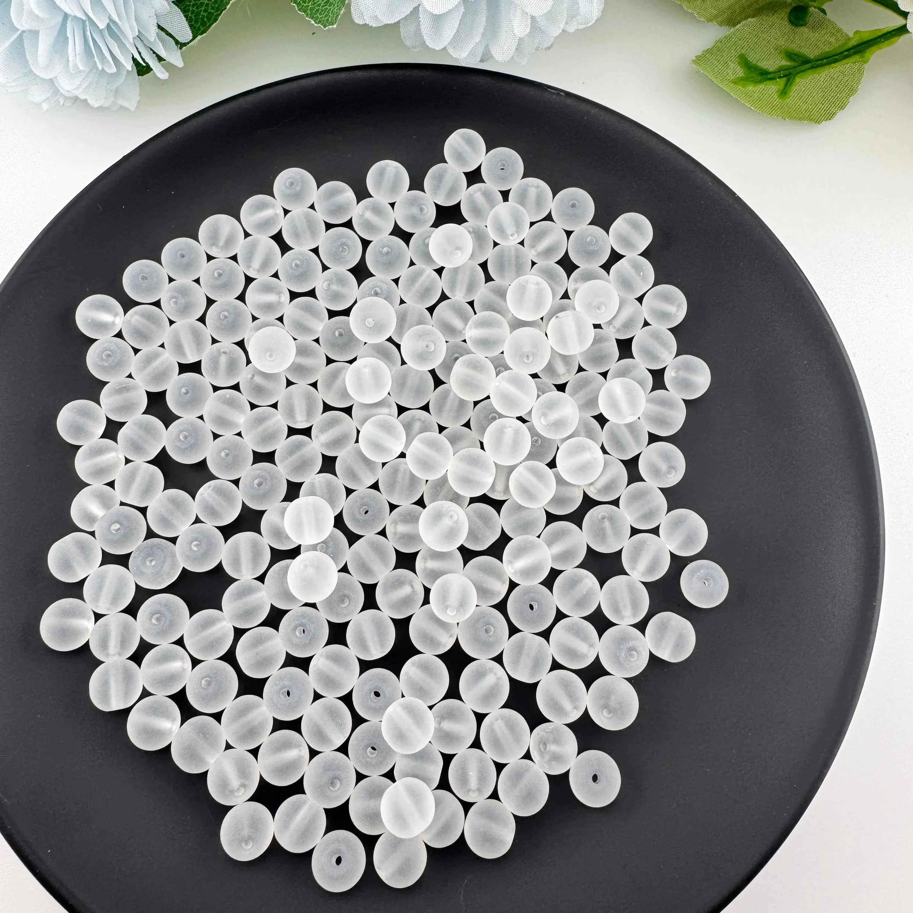 FS11184-8mm Frosted White Glass Beads