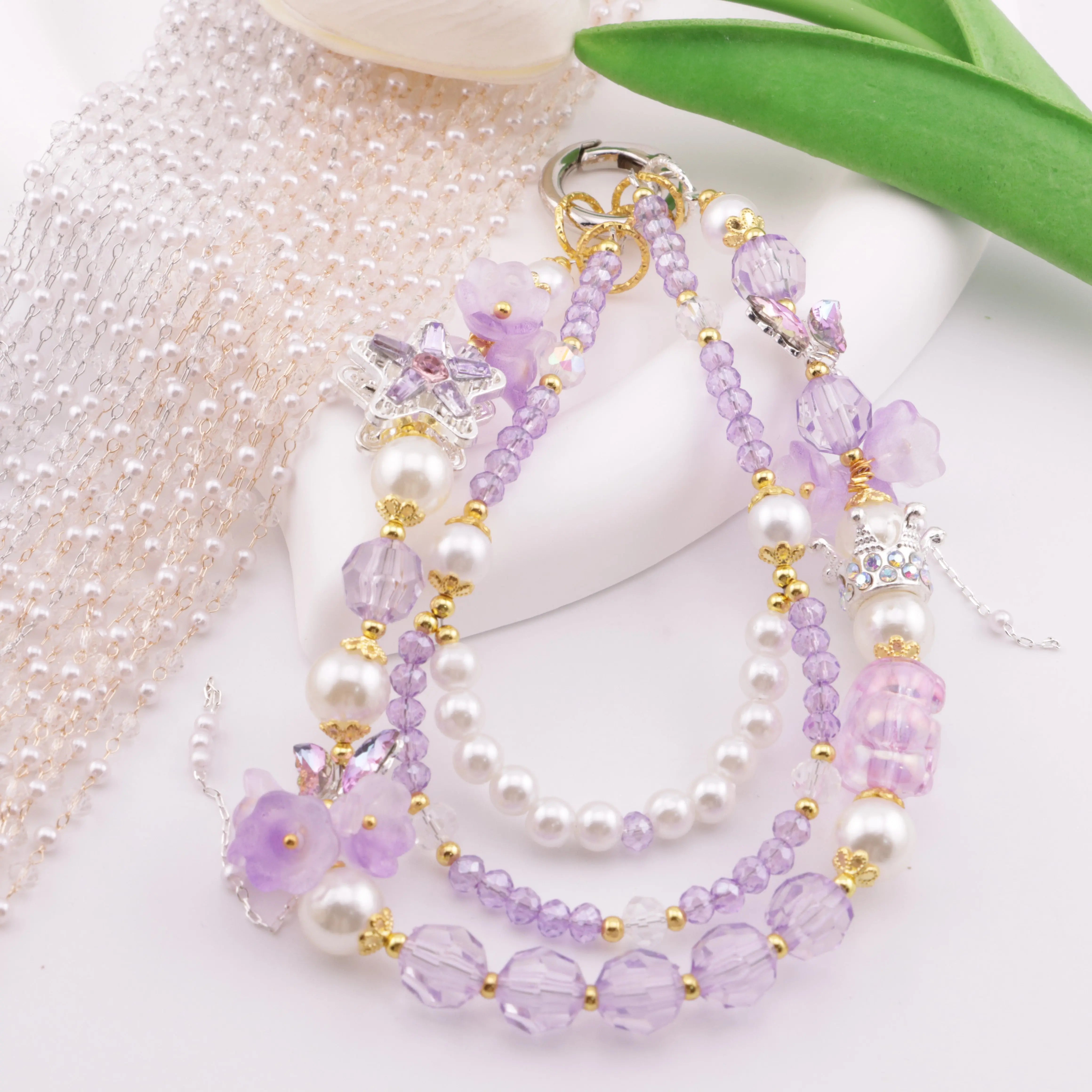 3mm Pearl + Crystal Chain For DIY Projects Zoe DIY Shop