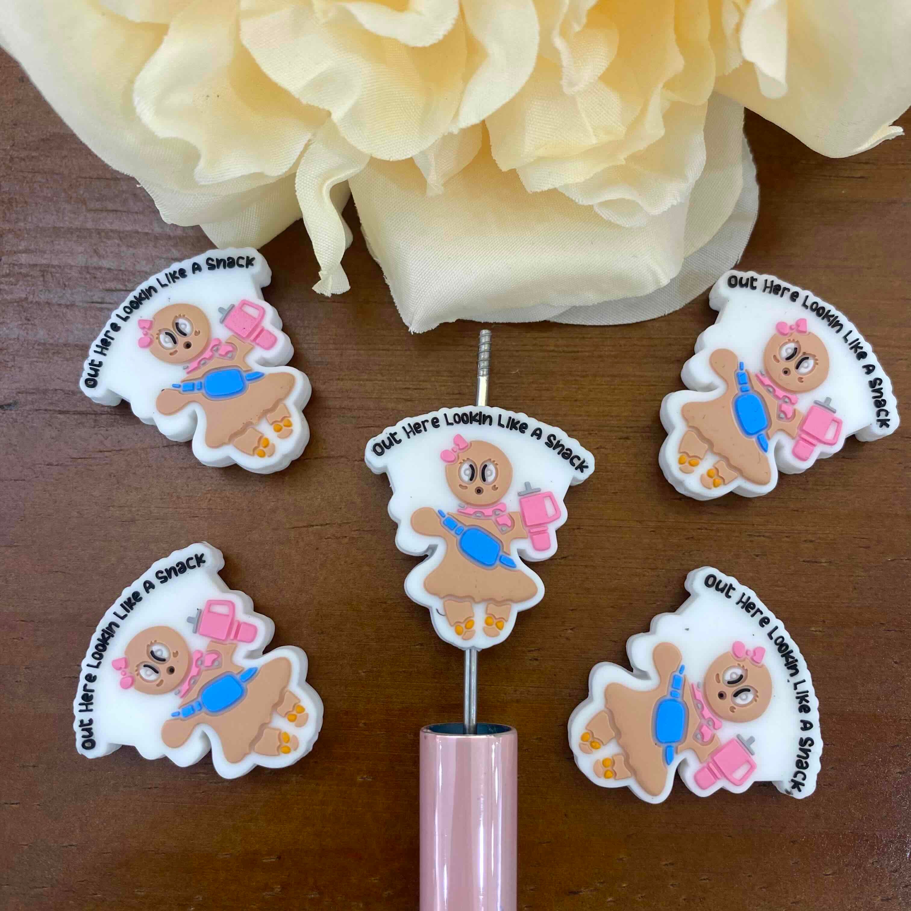 FS20200-Gingerbread Girl Flat Silicone Focal Beads