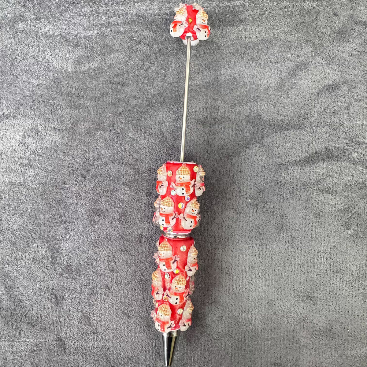 Gingerbread Man Santa Claus Tree and AB Rhinestones Beadable Clay Pens, Christmas Series,Red Clay Base