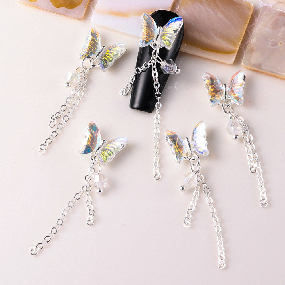 FS2732-1.2×4.2cm AB Color Butterfly Nail Charms For Making Fancy Beads Or Fancy Pen