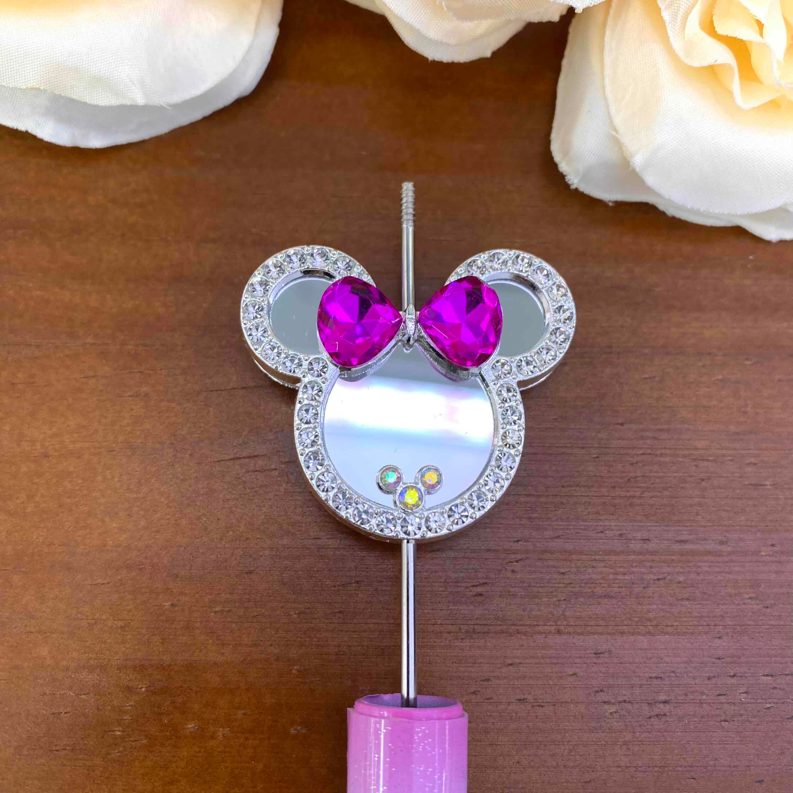 FS20638-Rhinestone Mickey Head Mirror Metal Beads