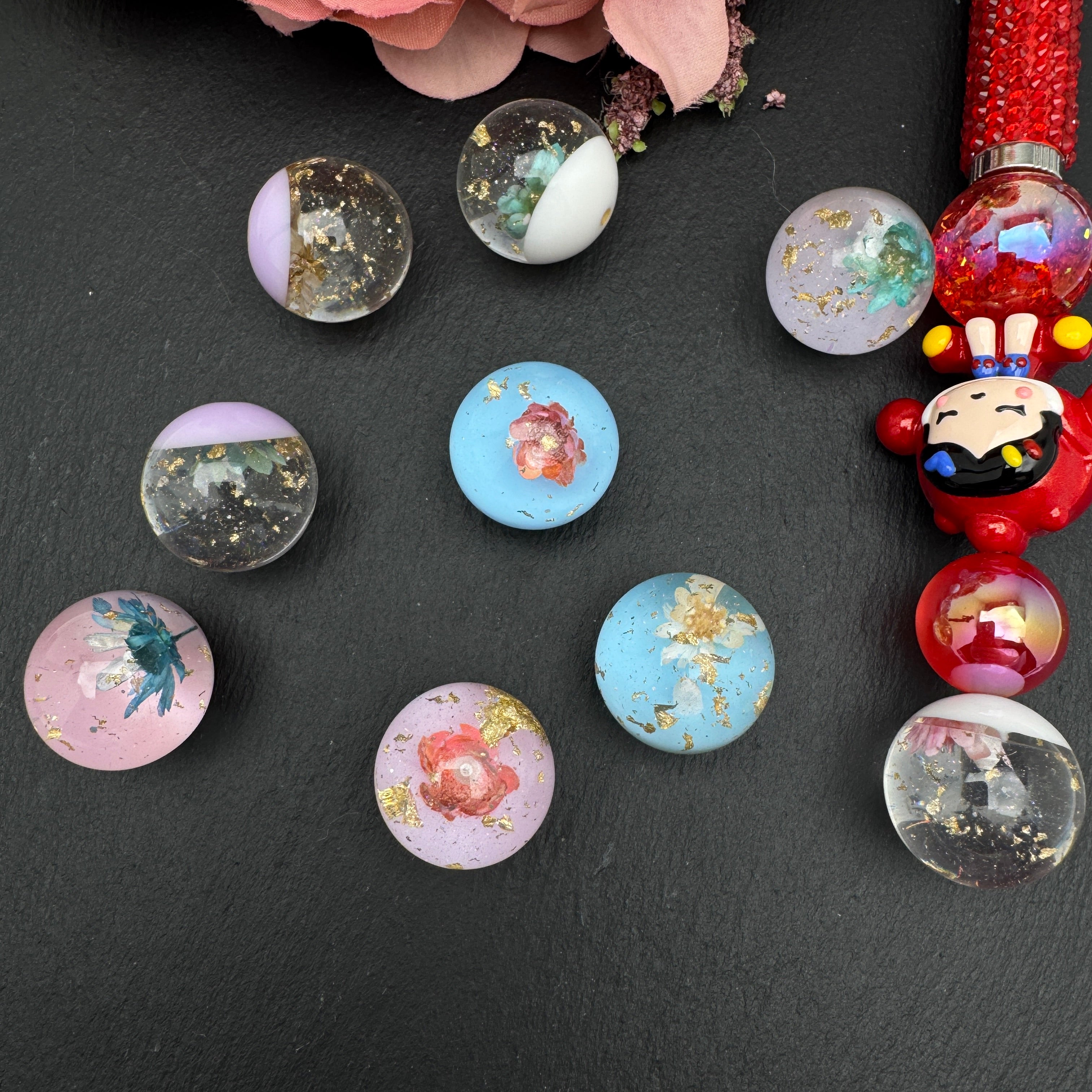 FS5169-20mm Foil Dried Flower Resin Pen Topper