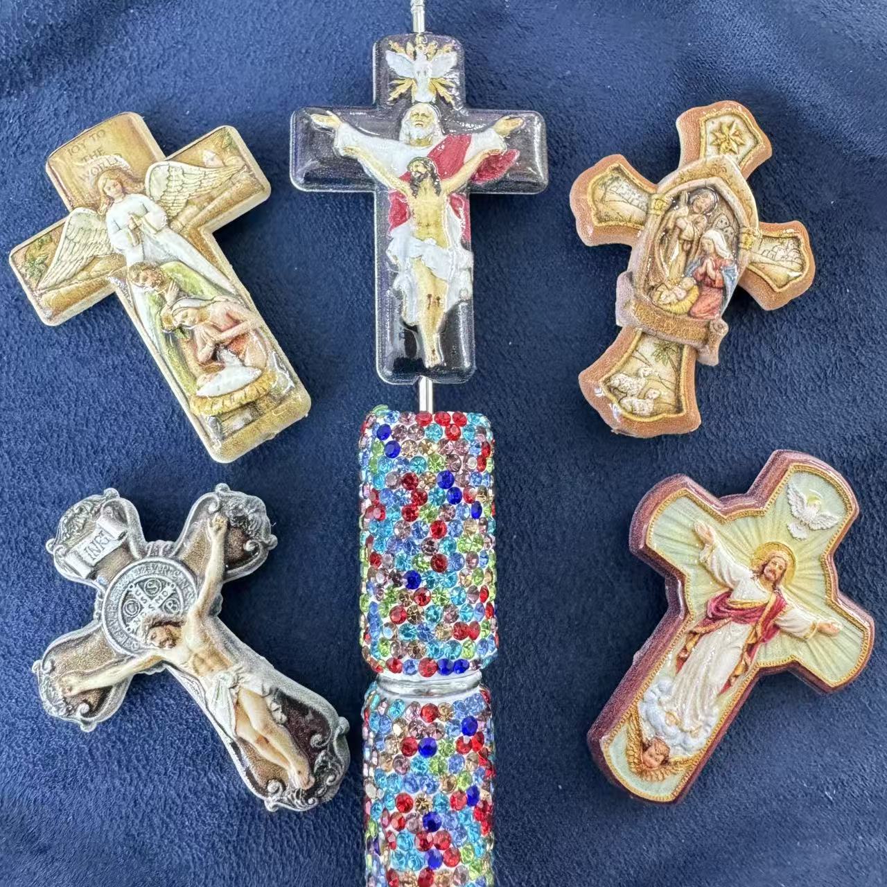 Vintage Cross Acrylic Random Mix Accessories For Pen Toppers Or Keychain