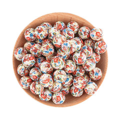 15mm Christmas Printed Round Silicone Beads