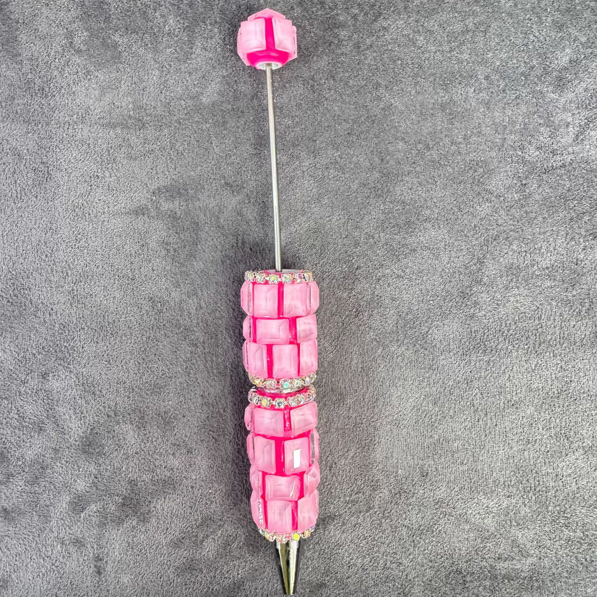 Beadable Pens with Multifaceted Square Crystal, Various Colors