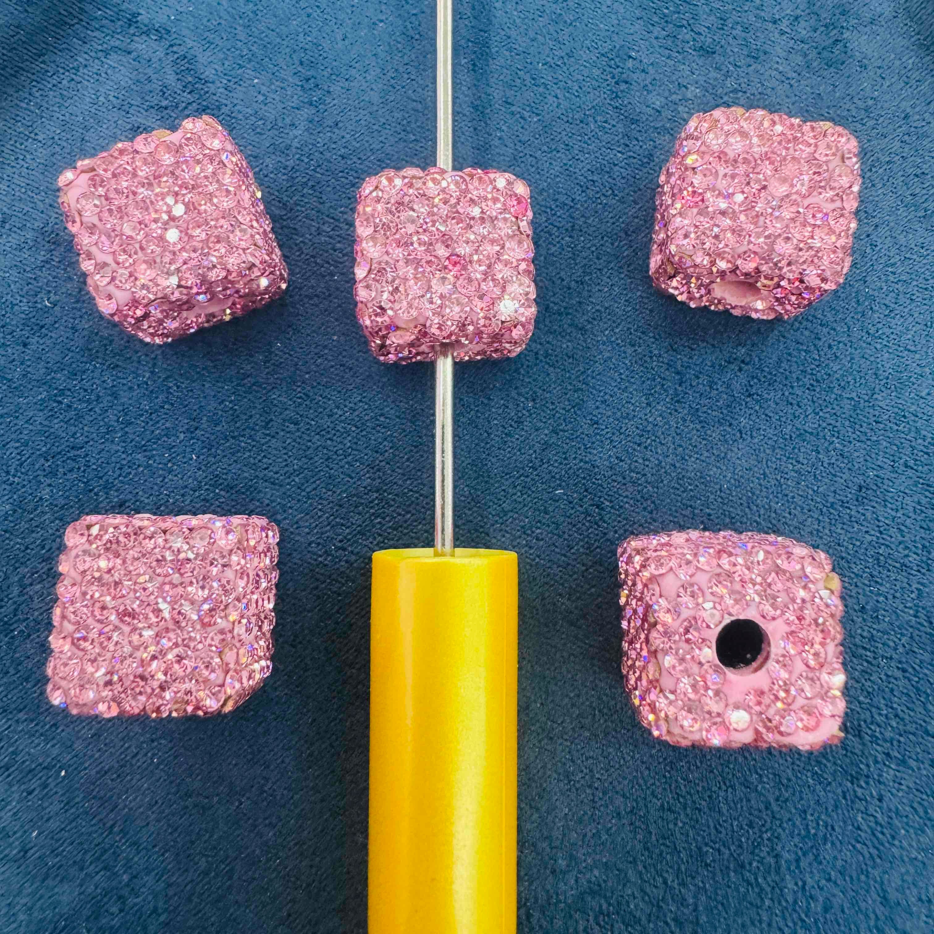 FS20231-16mm Solid Color Rhinestone Clay Cube Beads