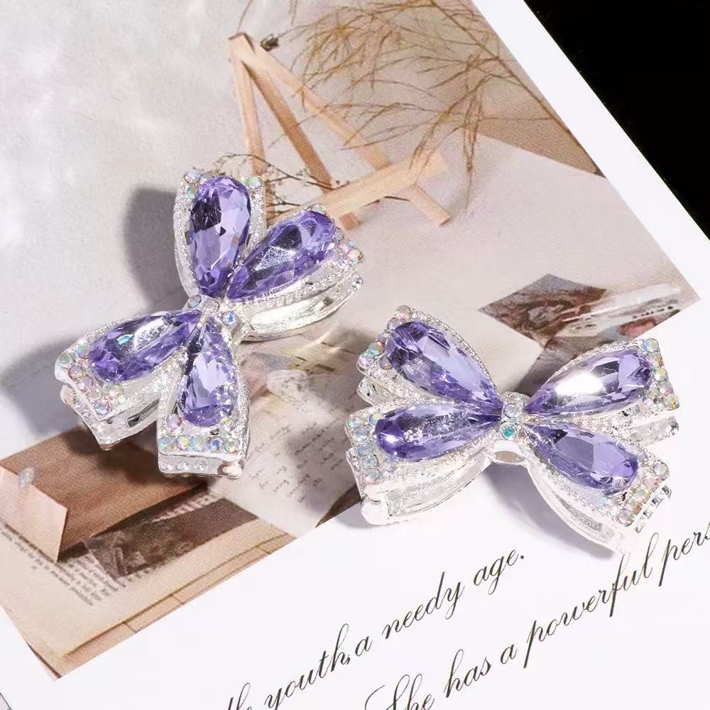 FS4850-About 27×34cm Crystal Glass Rhinestone Bow Metal Beads