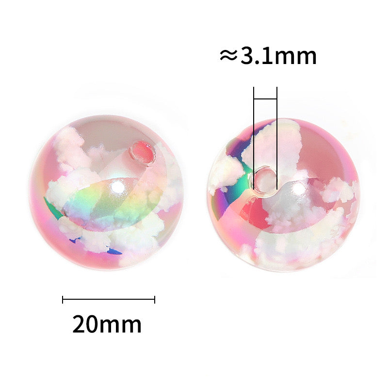 FS2403-20MM UV Shiny Glowing Cloud Resin Beads With Bird Inside Fit For Beadable Pens