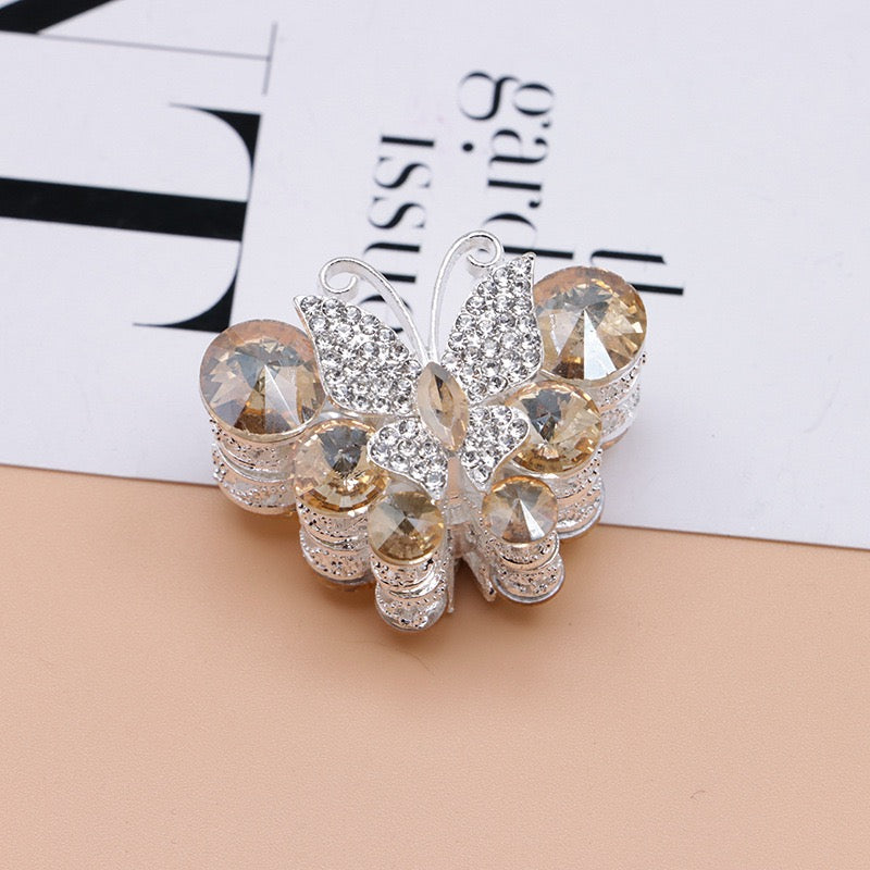 Rhinestone Butterfly Multi‑Stone Large  Metal Beads, About 30×35mm