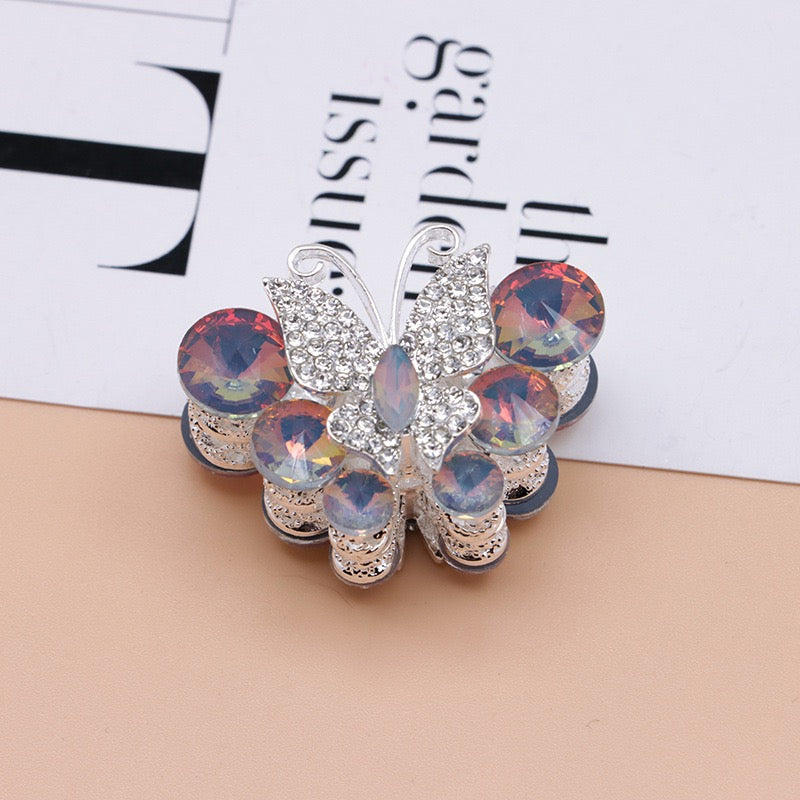 Rhinestone Butterfly Multi‑Stone Large  Metal Beads, About 30×35mm