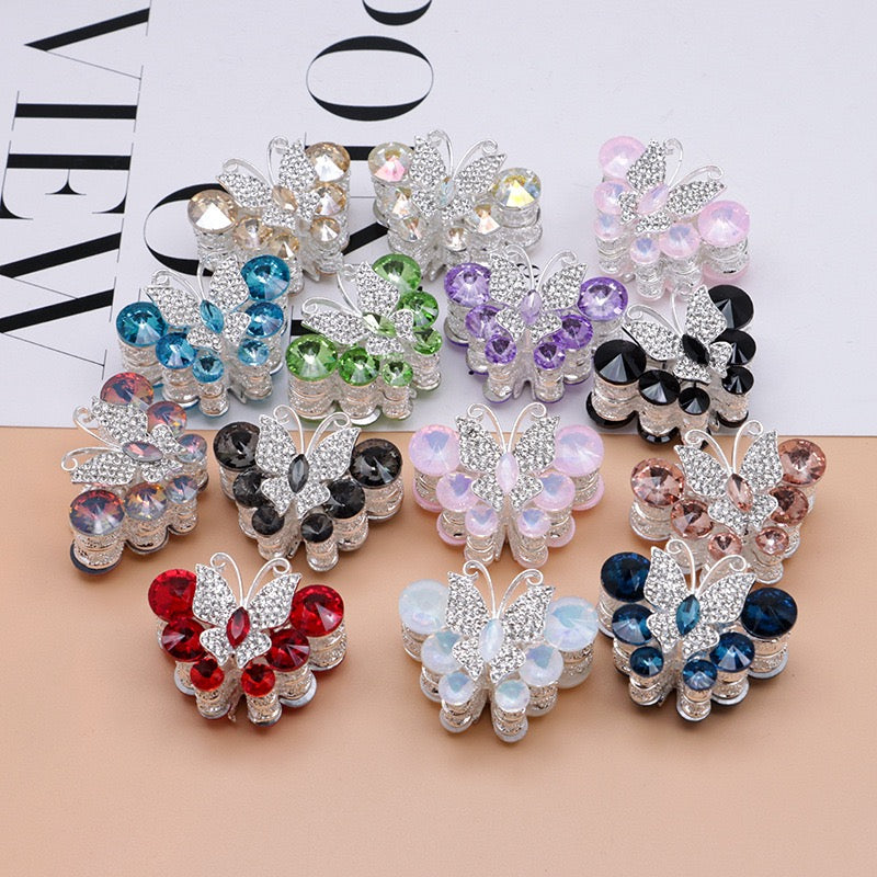 Rhinestone Butterfly Multi‑Stone Large  Metal Beads, About 30×35mm
