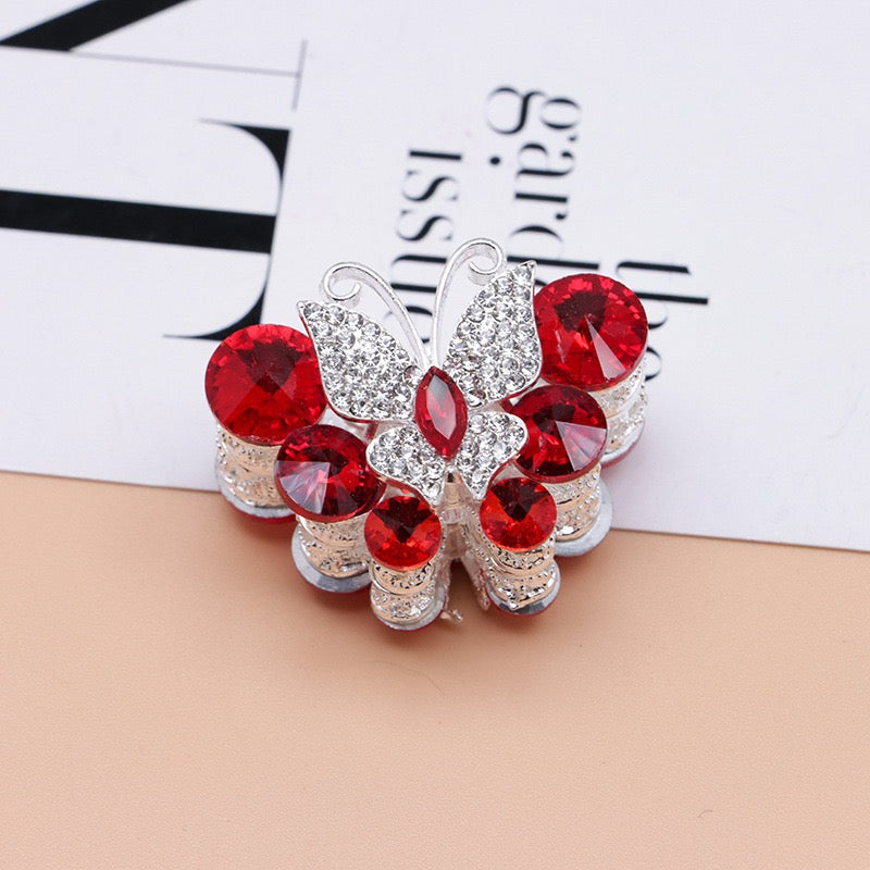 Rhinestone Butterfly Multi‑Stone Large  Metal Beads, About 30×35mm