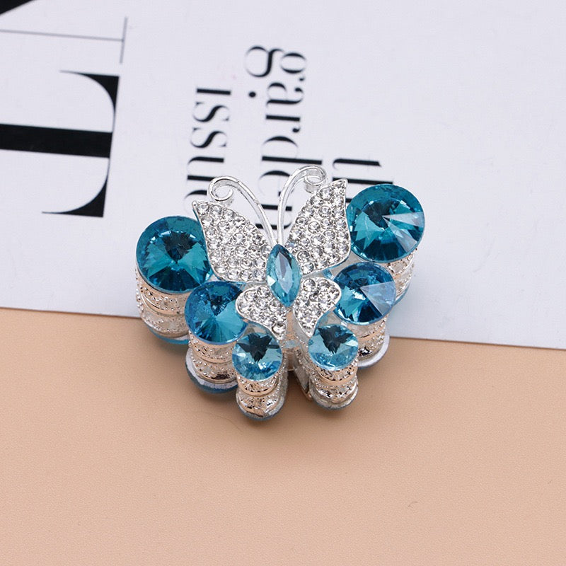 Rhinestone Butterfly Multi‑Stone Large  Metal Beads, About 30×35mm