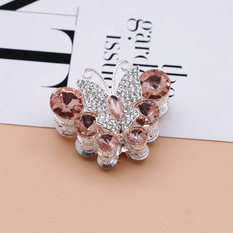Rhinestone Butterfly Multi‑Stone Large  Metal Beads, About 30×35mm
