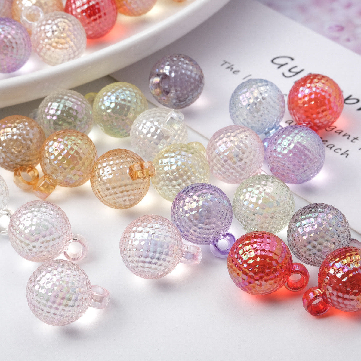 FS2424-16MM Clear Round Dangle Acrylic Beads Fit For Beadable Pens