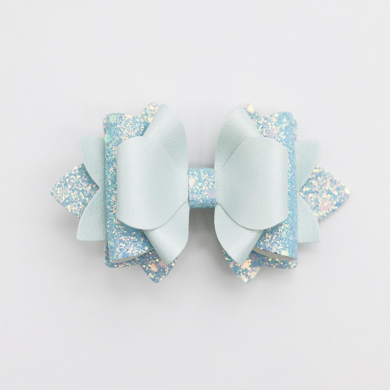 Matte Multi‑Layer Glitter Faux Leather Bow Beads,Multi‑Color