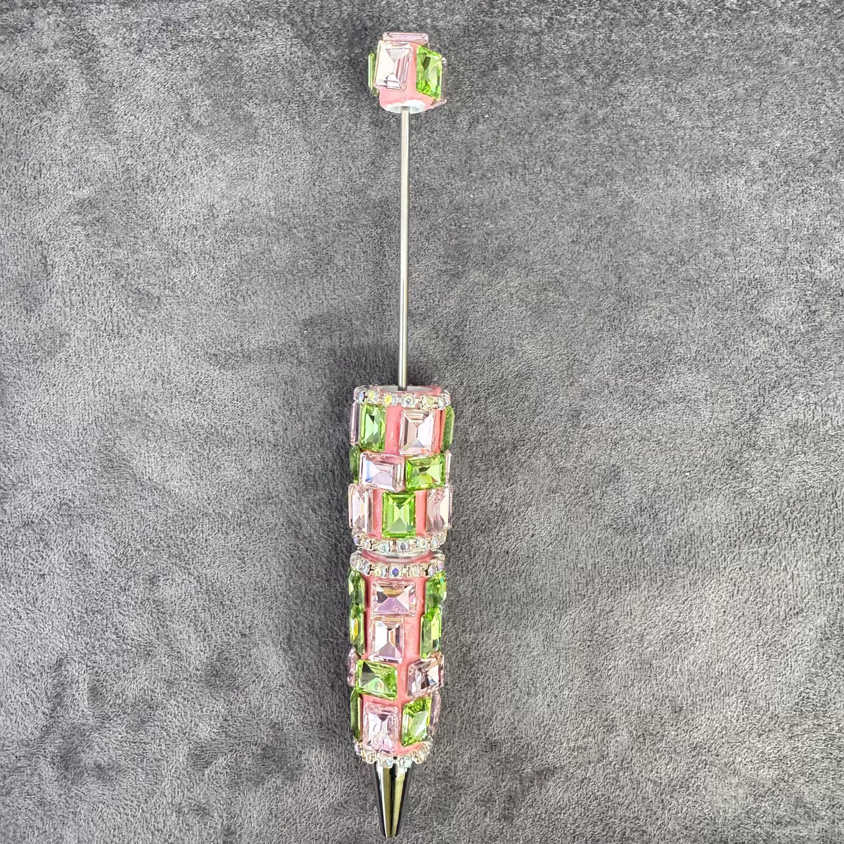Beadable Pens with Multifaceted Square Crystal, Various Colors