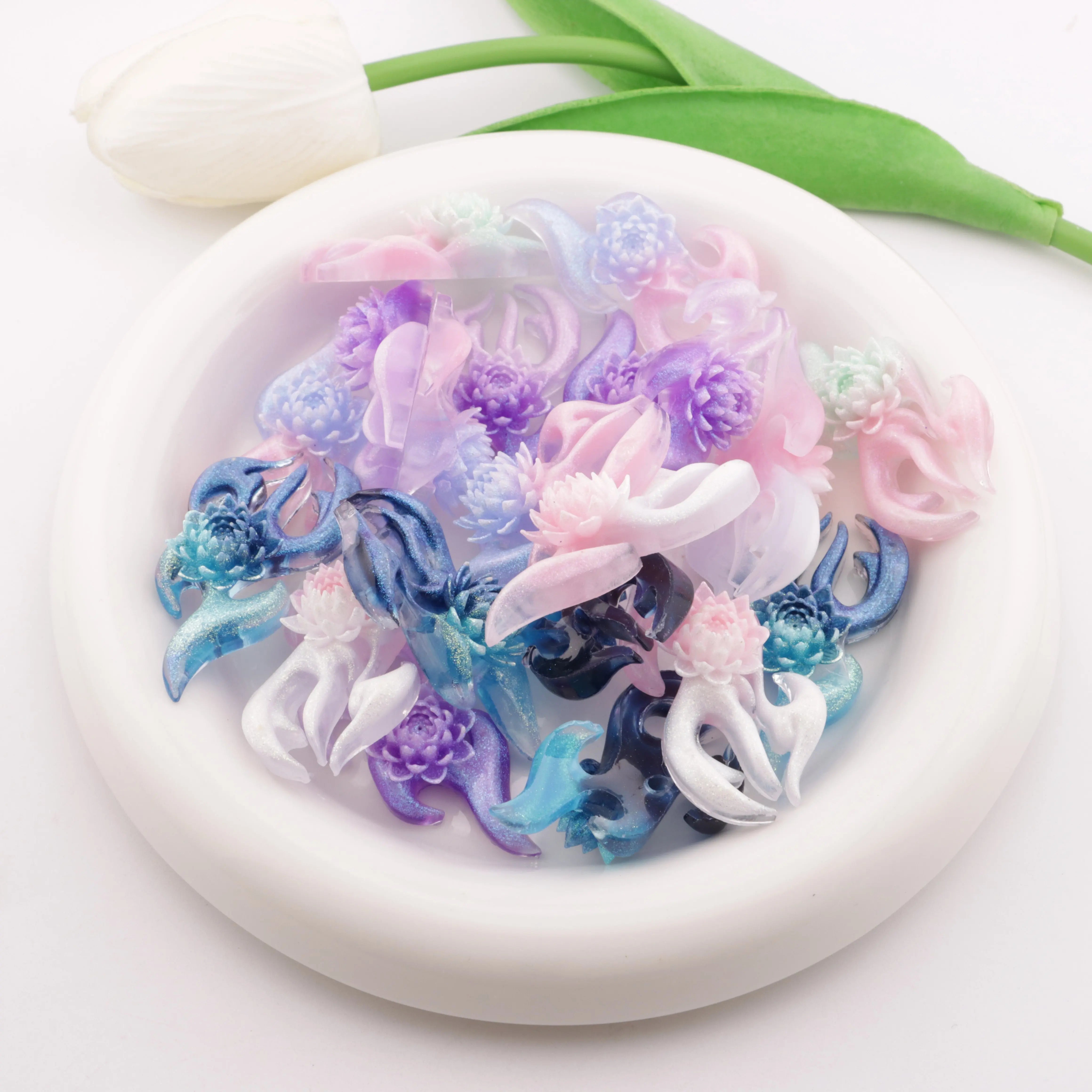 FS5781-47*24Mm Fire Flower Charms Flame Flower Patches - Zoe DIY Wholesale