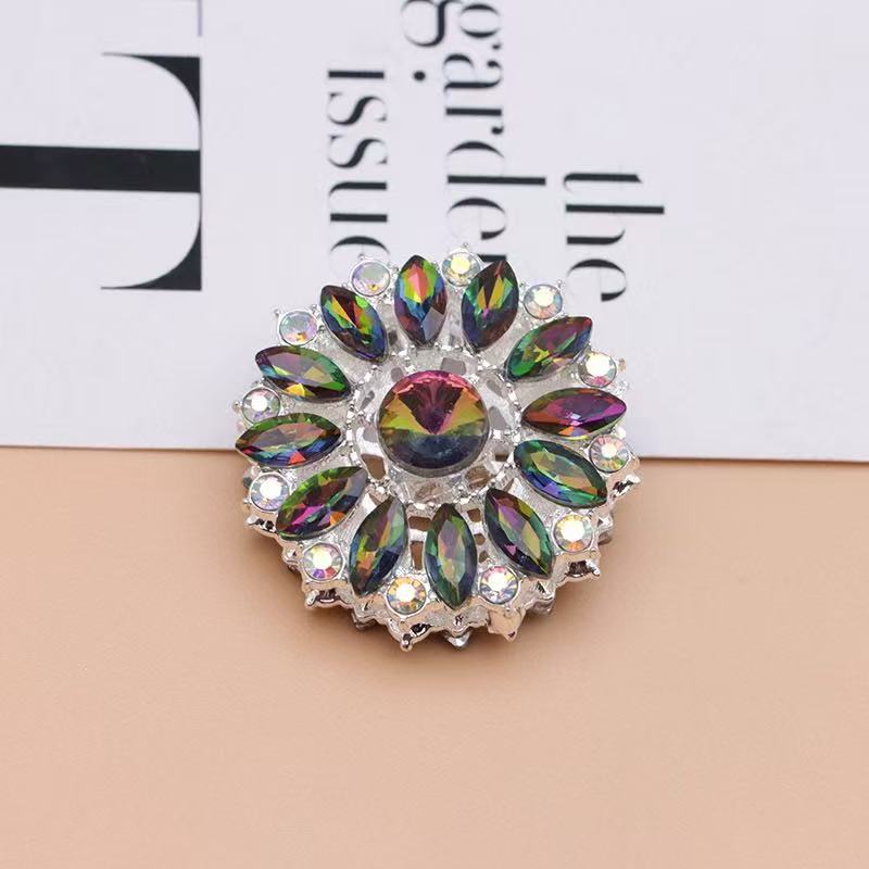 Bling Bling Fancy Silver Sunflower Metal Beads  with Colorful & AB Rhinestones Beads