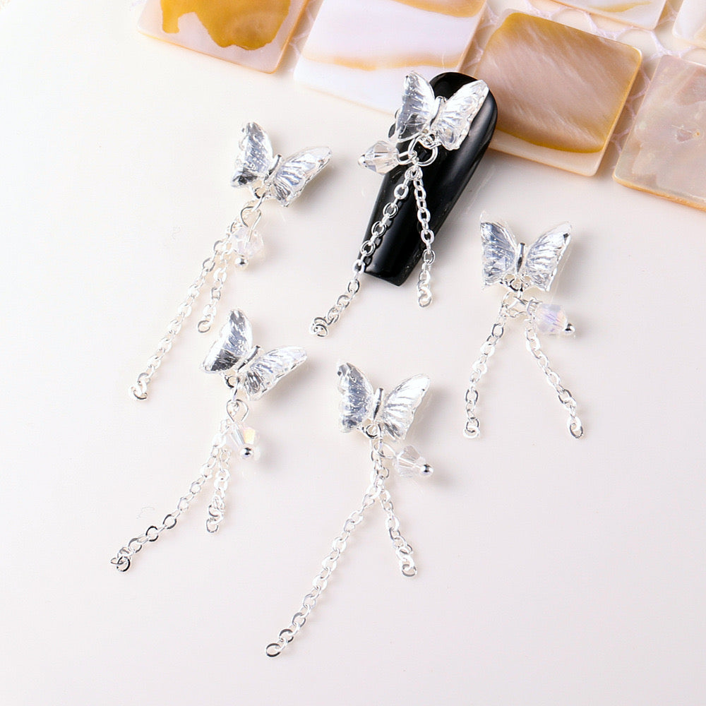 FS2732-1.2×4.2cm AB Color Butterfly Nail Charms For Making Fancy Beads Or Fancy Pen