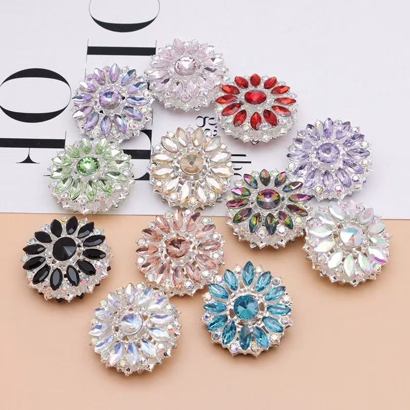 Bling Bling Fancy Silver Sunflower Metal Beads  with Colorful & AB Rhinestones Beads
