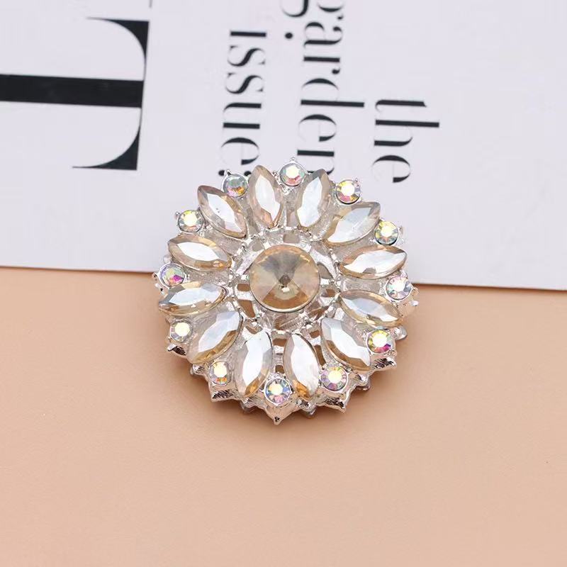 Bling Bling Fancy Silver Sunflower Metal Beads  with Colorful & AB Rhinestones Beads
