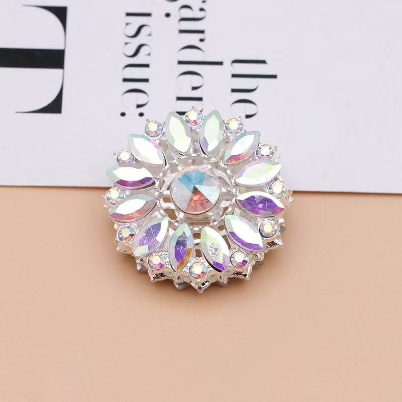 Bling Bling Fancy Silver Sunflower Metal Beads  with Colorful & AB Rhinestones Beads