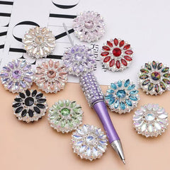 Bling Bling Fancy Silver Sunflower Metal Beads  with Colorful & AB Rhinestones Beads