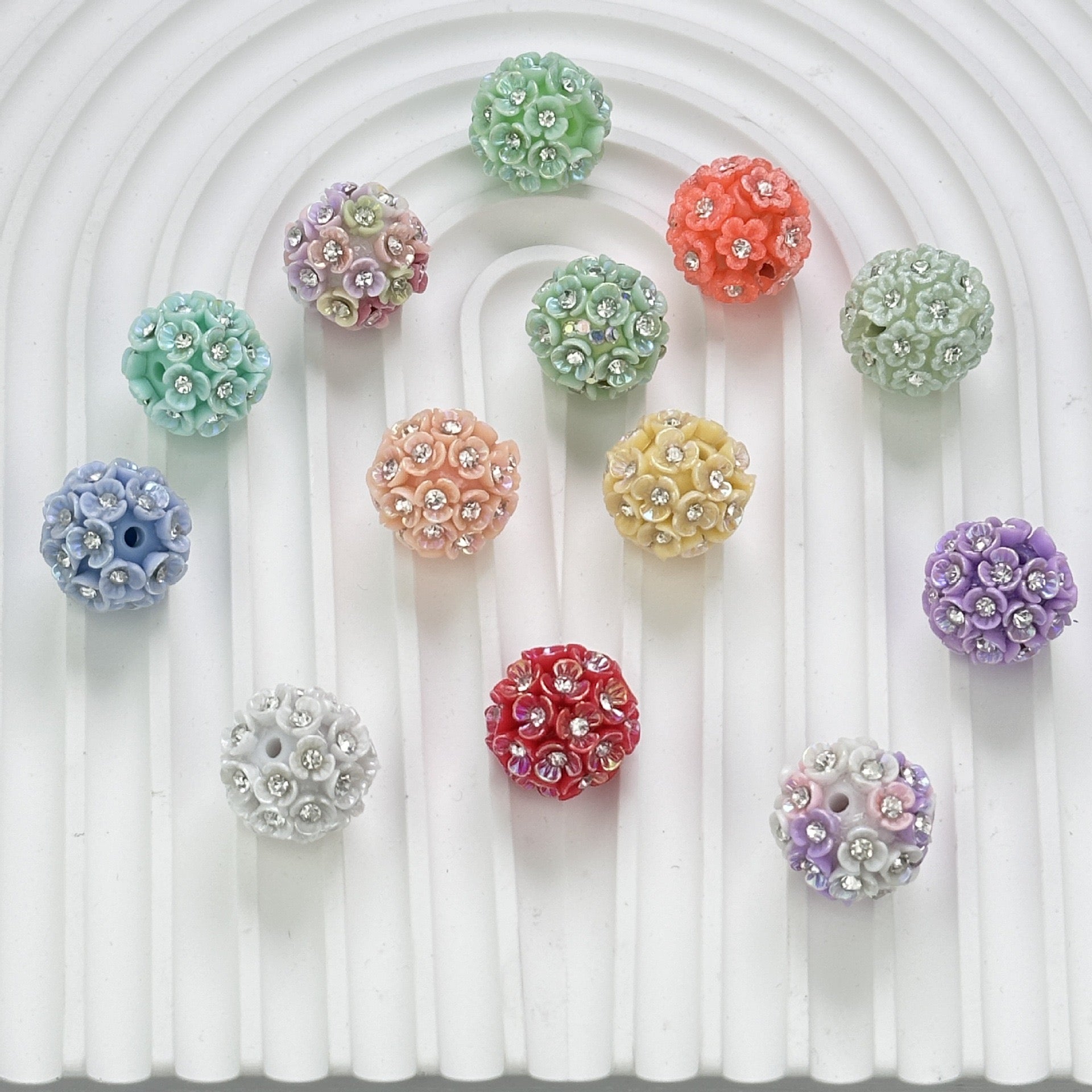 FS1321-14MM Random Mixed Color Flower Diamond Clay Beads Fit For Beadable Pens