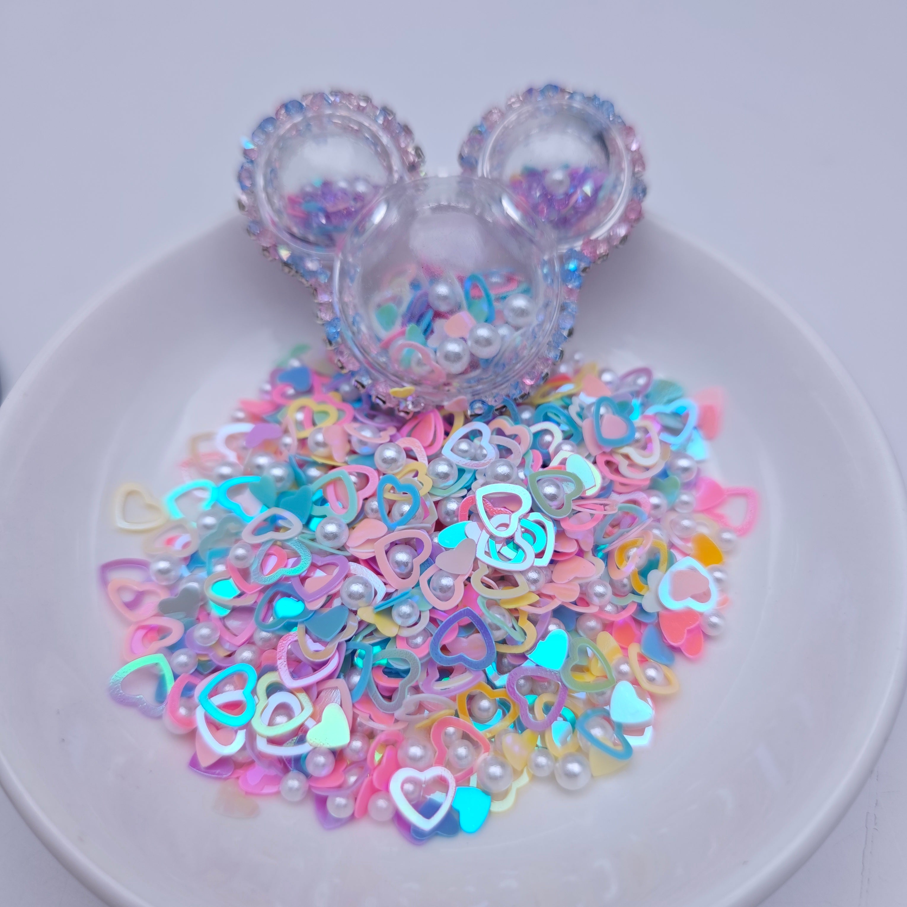 FS5333- 3mm - 7mm Mixed Refills, Love - Shaped Glitter + Pearls, Filler