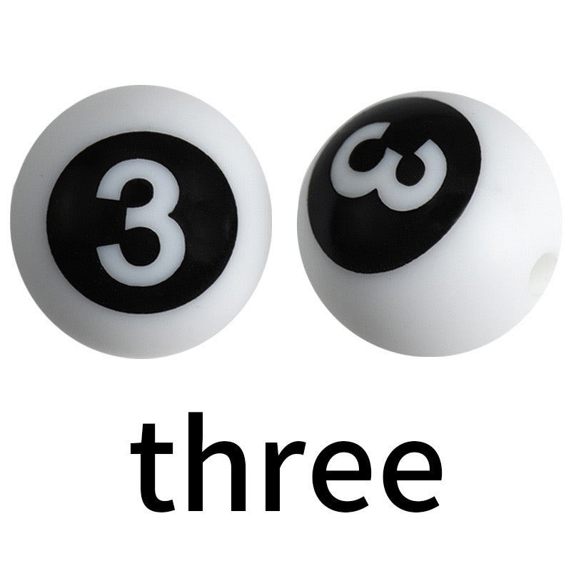 FS3062-15mm Numbers Printed Silicone Beads