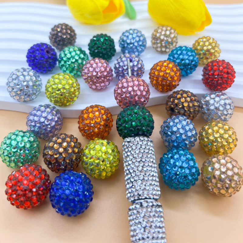 FS2456-Random Mixed Color 20mm Sparkling Acrylic Beads Fit For Beadable Pens