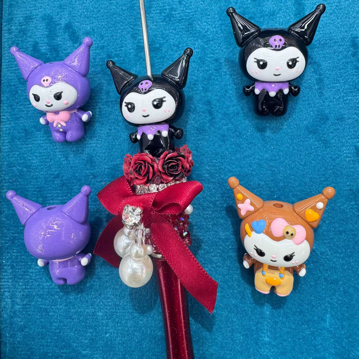 3D kuromi Acrylic Hand Painted Beads For Beadable Pens Keychain Jewelry Making