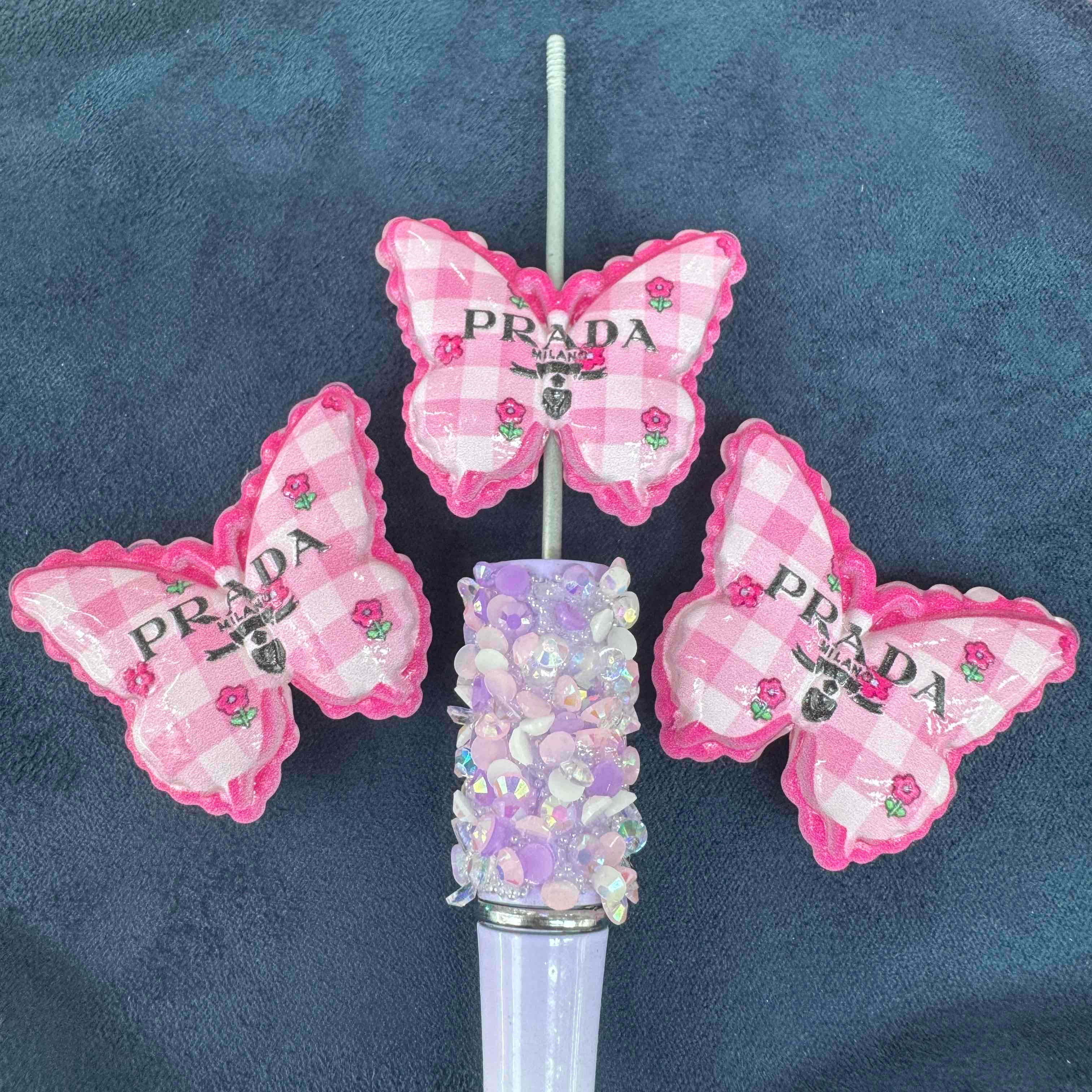 FS20299-Plaid Style Butterfly Acrylic Focal Beads
