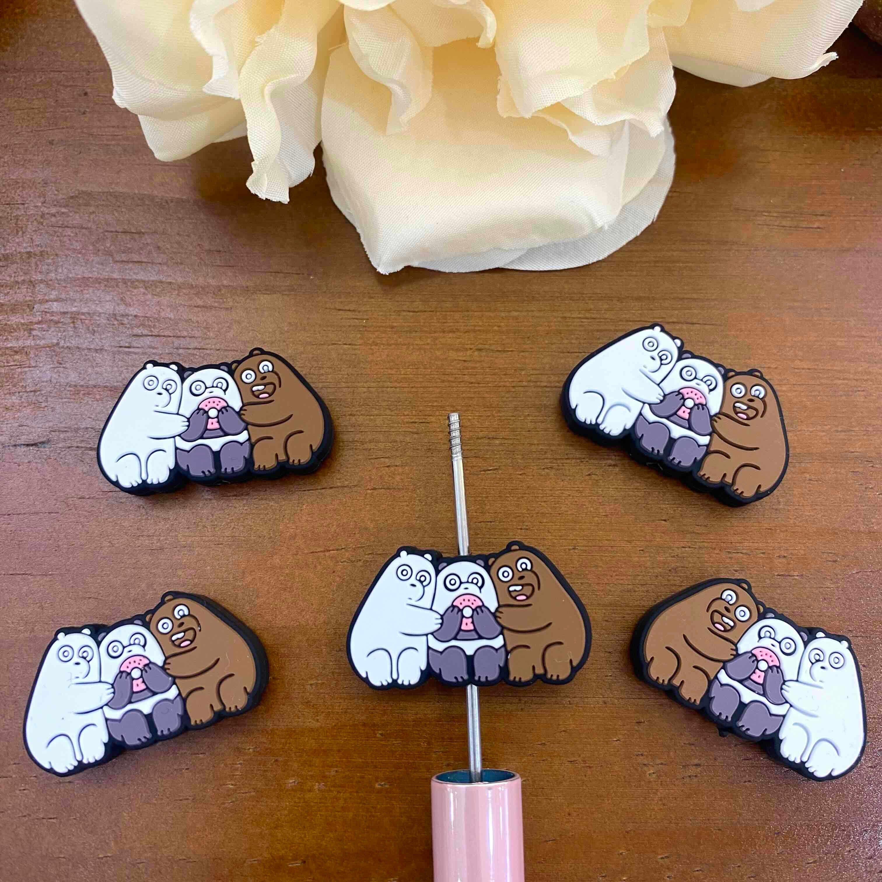 FS20215-We Bare Bears Flat Silicone Focal Beads