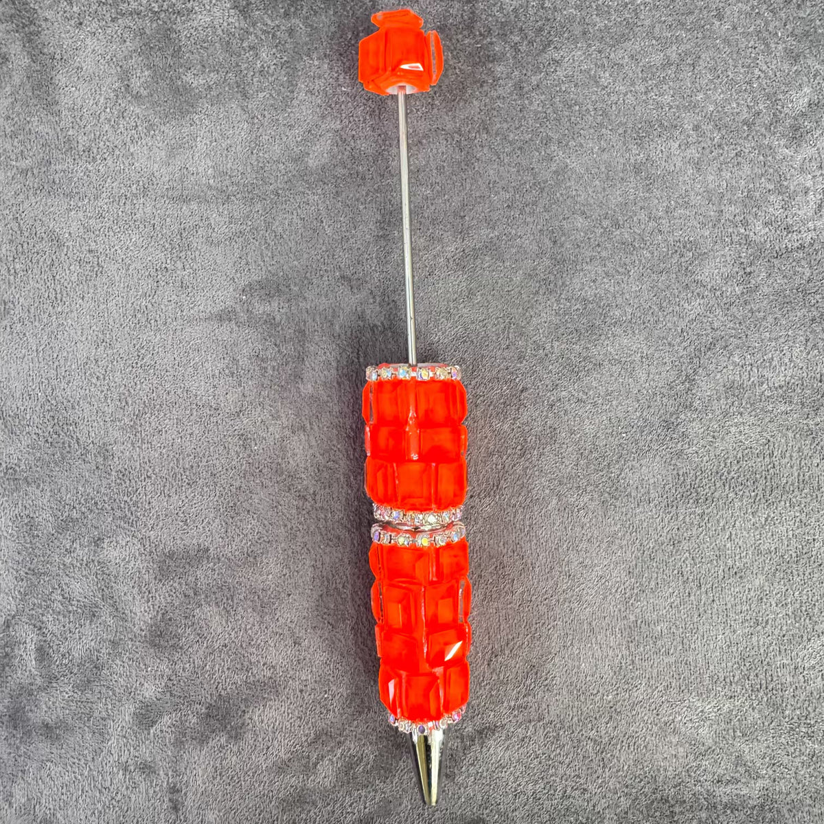 Beadable Pens with Multifaceted Square Crystal, Various Colors