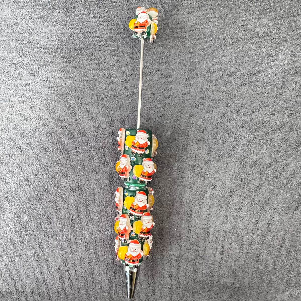 Gingerbread Man Santa Claus Tree and AB Rhinestones Beadable Clay Pens, Christmas Series,Red Clay Base