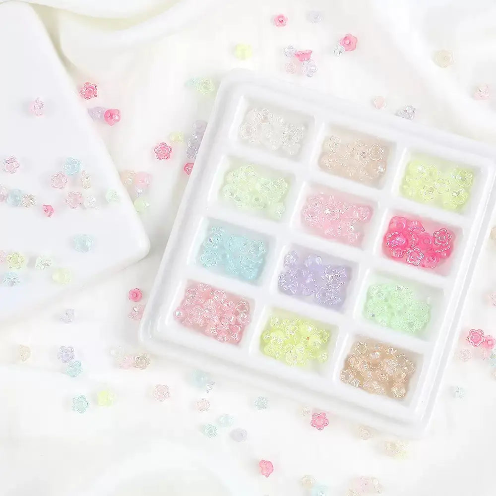 4MM  Acrylic Flower Bead Caps Transparent Flower Beads Bulk Colorful Bell Tulip Flowers Lily Floral Spacer Loose Bead End Caps for Jewelry Making Earrings Bracelets Women Adult DIY Crafts Zoe's DIY Shop