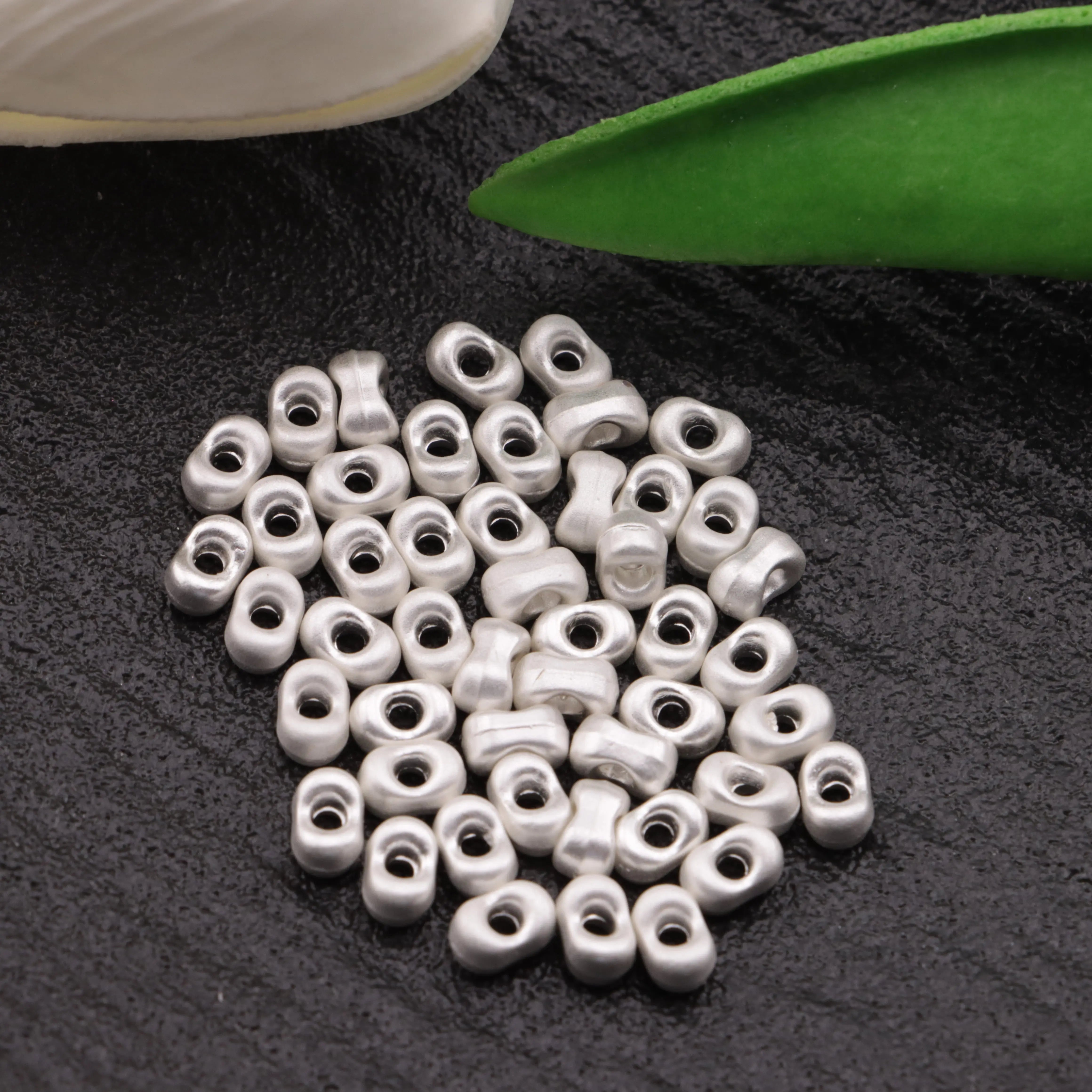 4×6mm Electroplated Silver Metal Peanut Beads For Keychain Jewelry Making ZoeDIY Shop