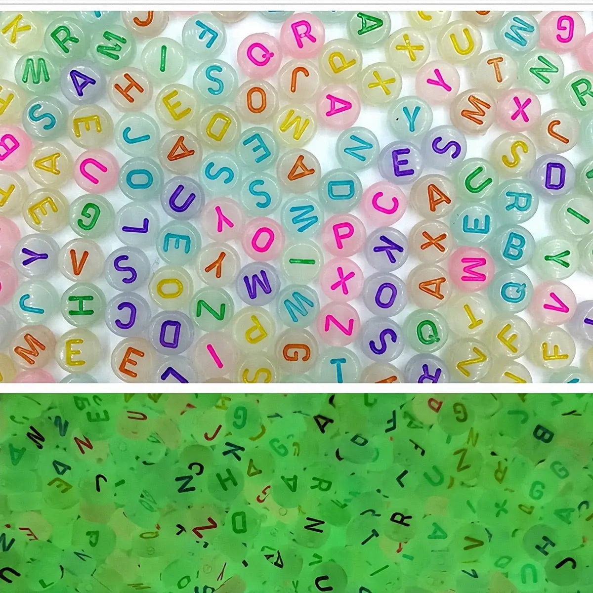 4*7 Aperture 12mm 4*7 Font Mixed Color Luminous Acrylic Letter Beads Zoe's DIY Shop