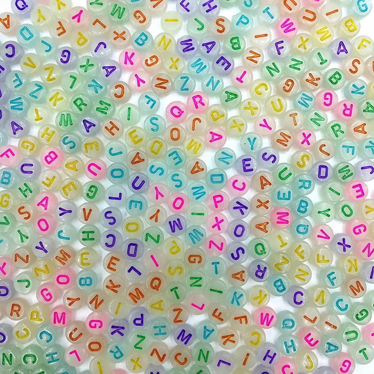 4*7 Aperture 12mm 4*7 Font Mixed Color Luminous Acrylic Letter Beads Zoe's DIY Shop