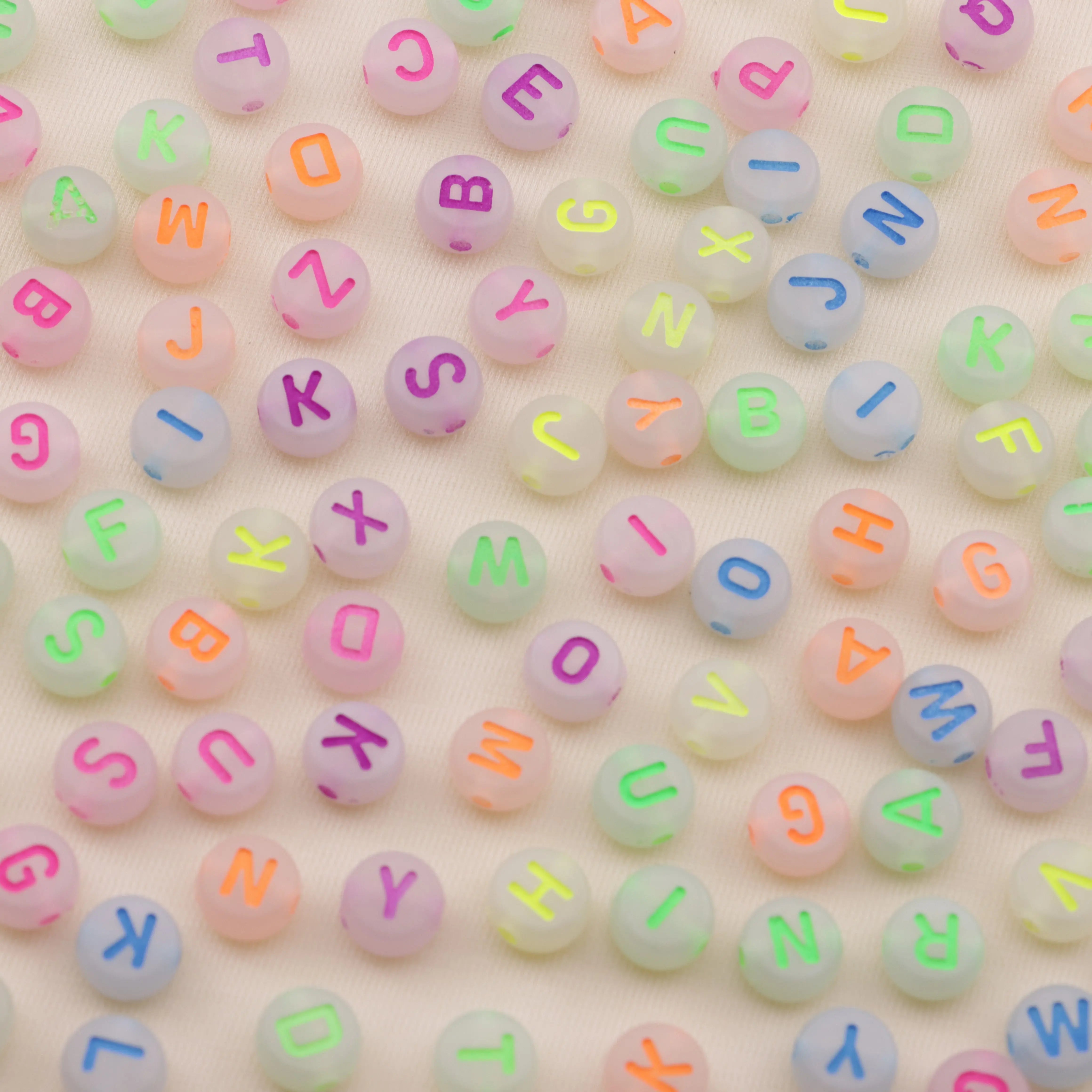 4*7 Aperture 12mm 4*7 Font Mixed Color Luminous Acrylic Letter Beads Zoe's DIY Shop