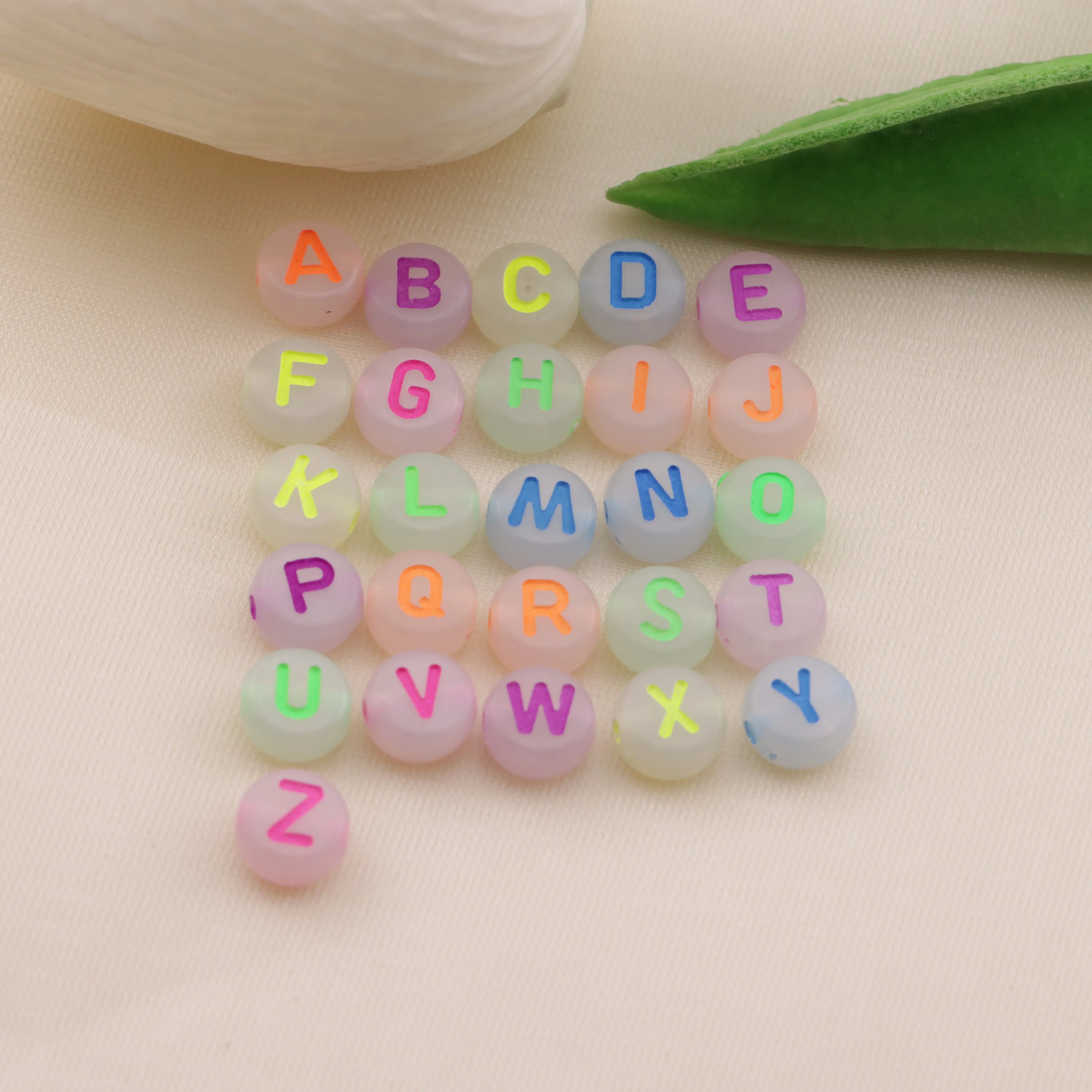 4*7 Aperture 12mm 4*7 Font Mixed Color Luminous Acrylic Letter Beads Zoe's DIY Shop