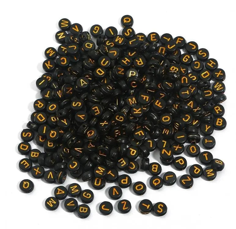 4*7MM Black Background Colorful Acrylic Letter Beads for  Jewellery Making Necklaces Bracelets Crafts Zoe DIY Wholesale